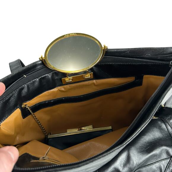 Vintage Lou Taylor Black Purse Handbag Made in Italy with Gold Hardware - Picture 9 of 16